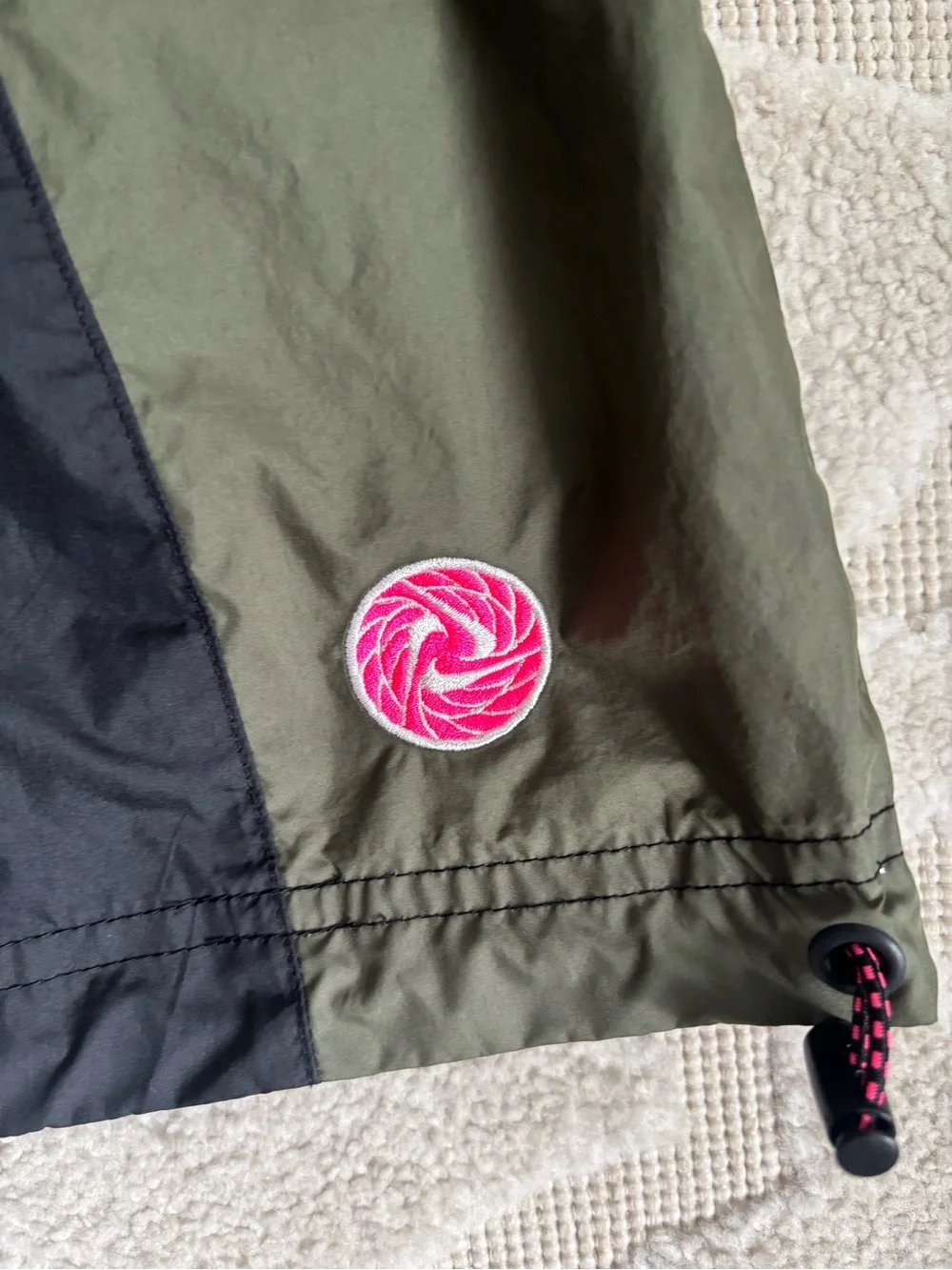 Nike Black & Olive Windbreaker Skirt with Pink Logo
